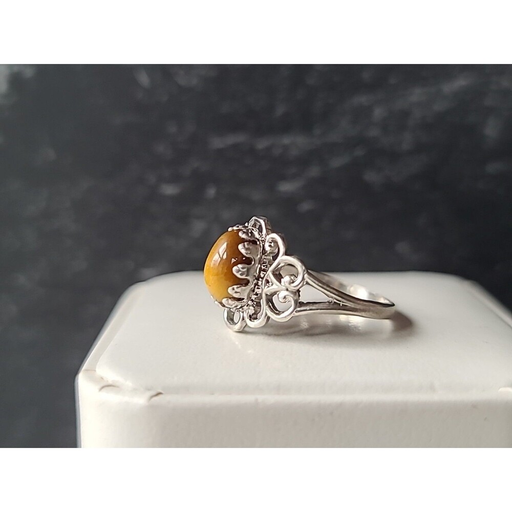925 Sterling Silver Tiger's Eye Ring Size US 6 Vintage
